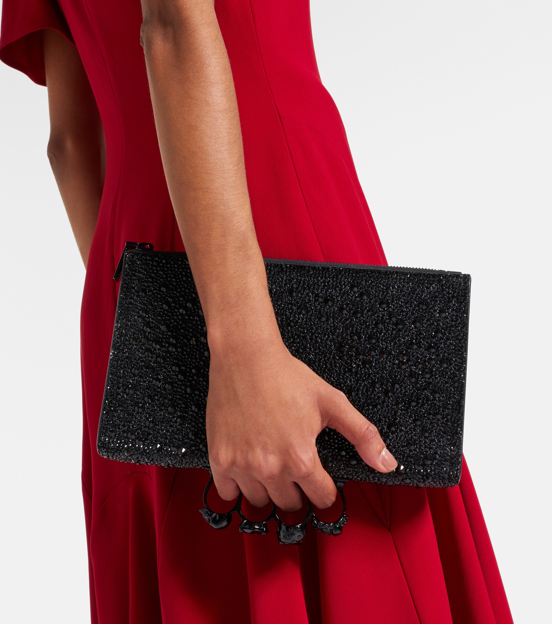 McQueen Knuckle studded leather pouch