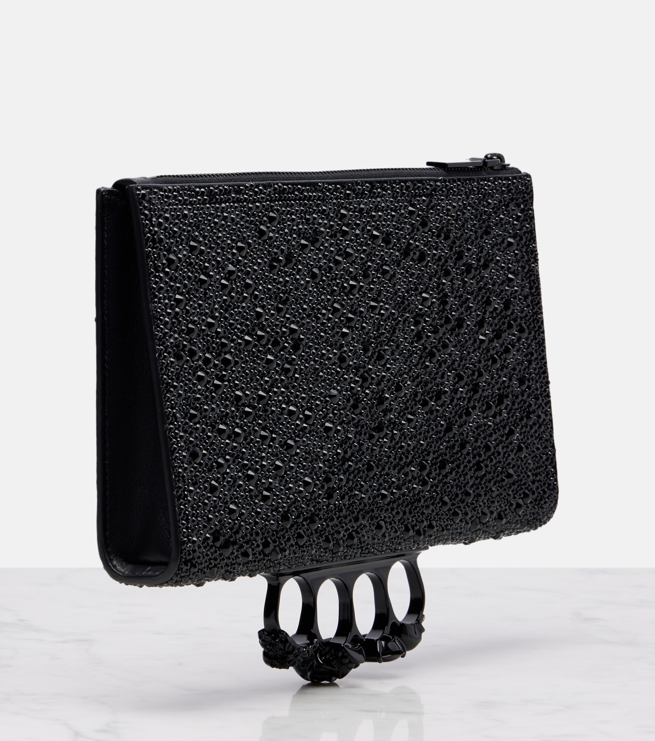 McQueen Knuckle studded leather pouch