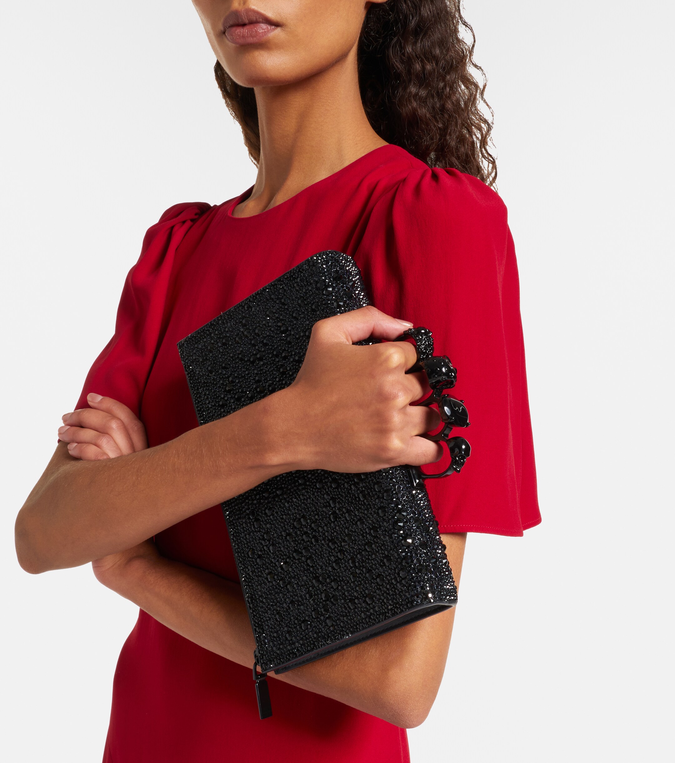McQueen Knuckle studded leather pouch