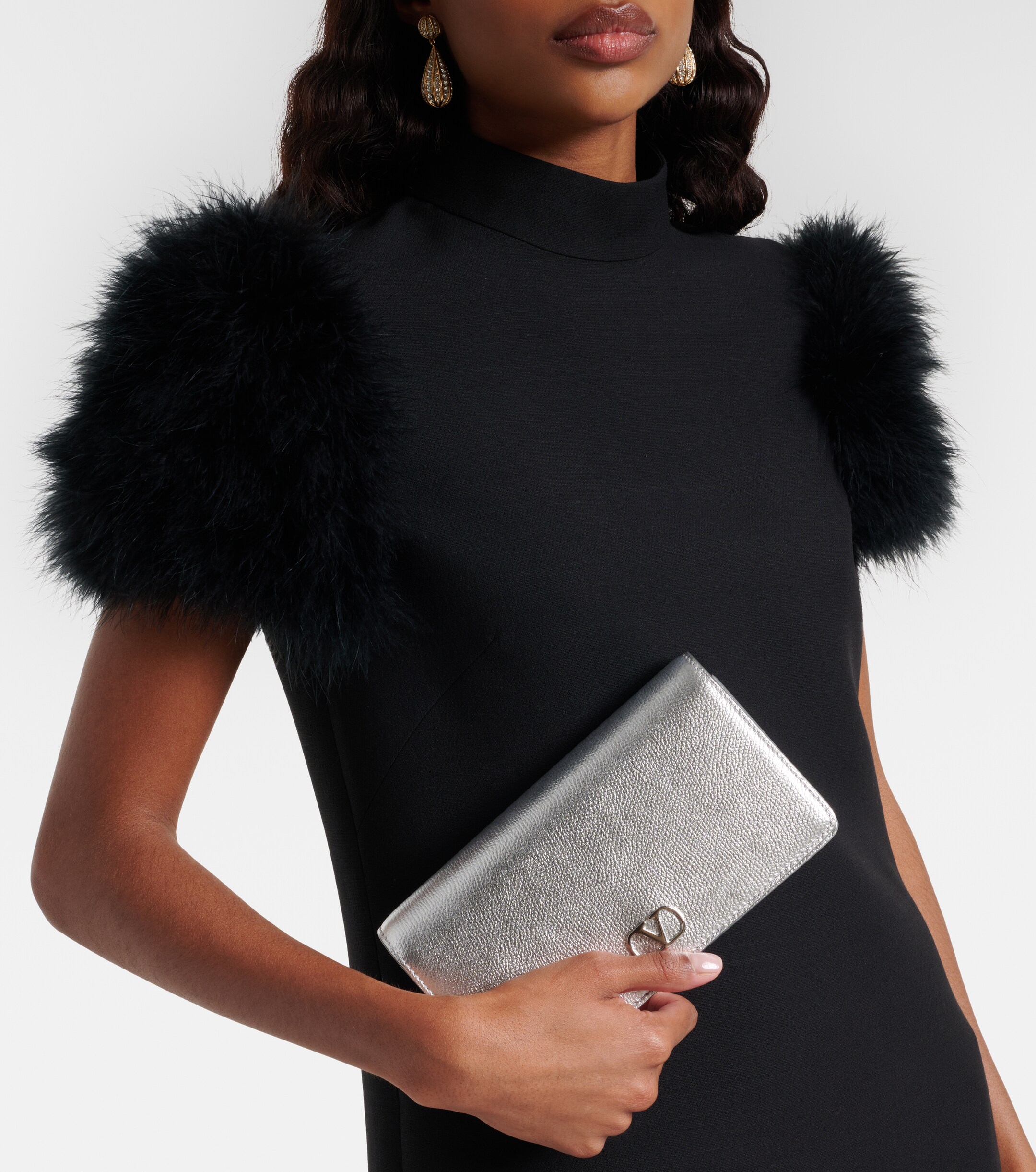Valentino Garavani VLogo Mini metallic leather clutch thumbnail