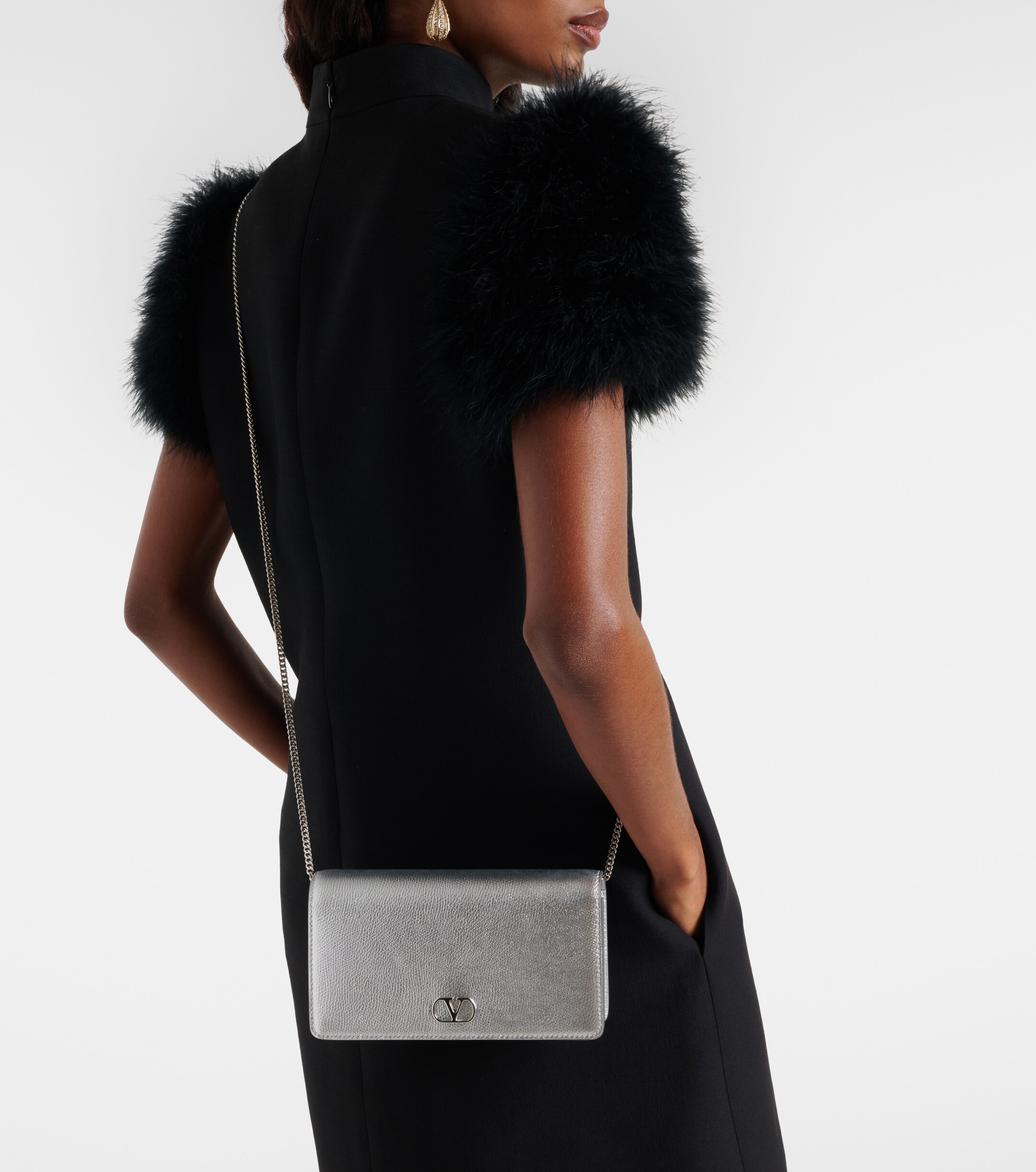 Valentino Garavani VLogo Mini metallic leather clutch thumbnail