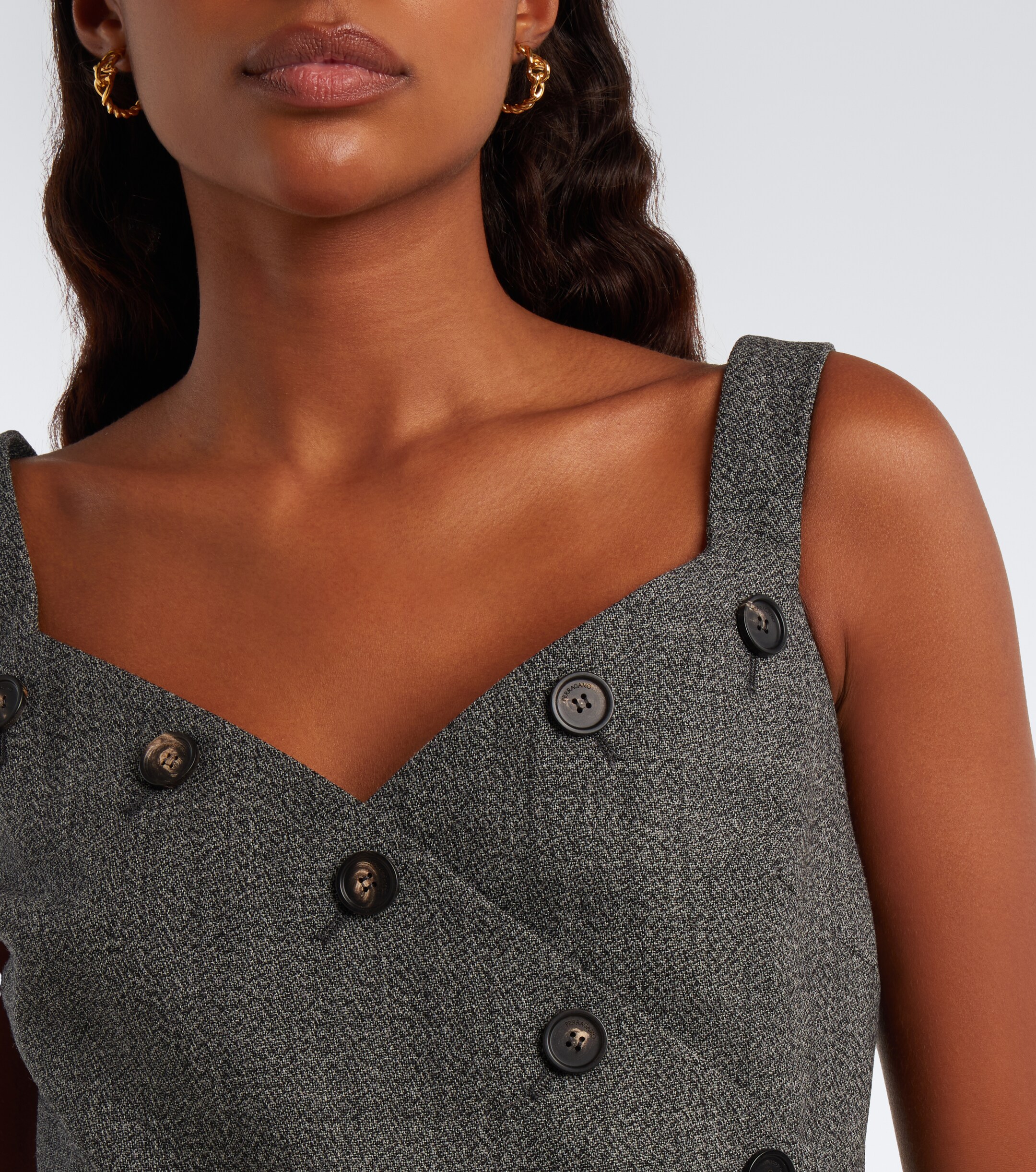 Ferragamo Ferragamo Paneled virgin wool top