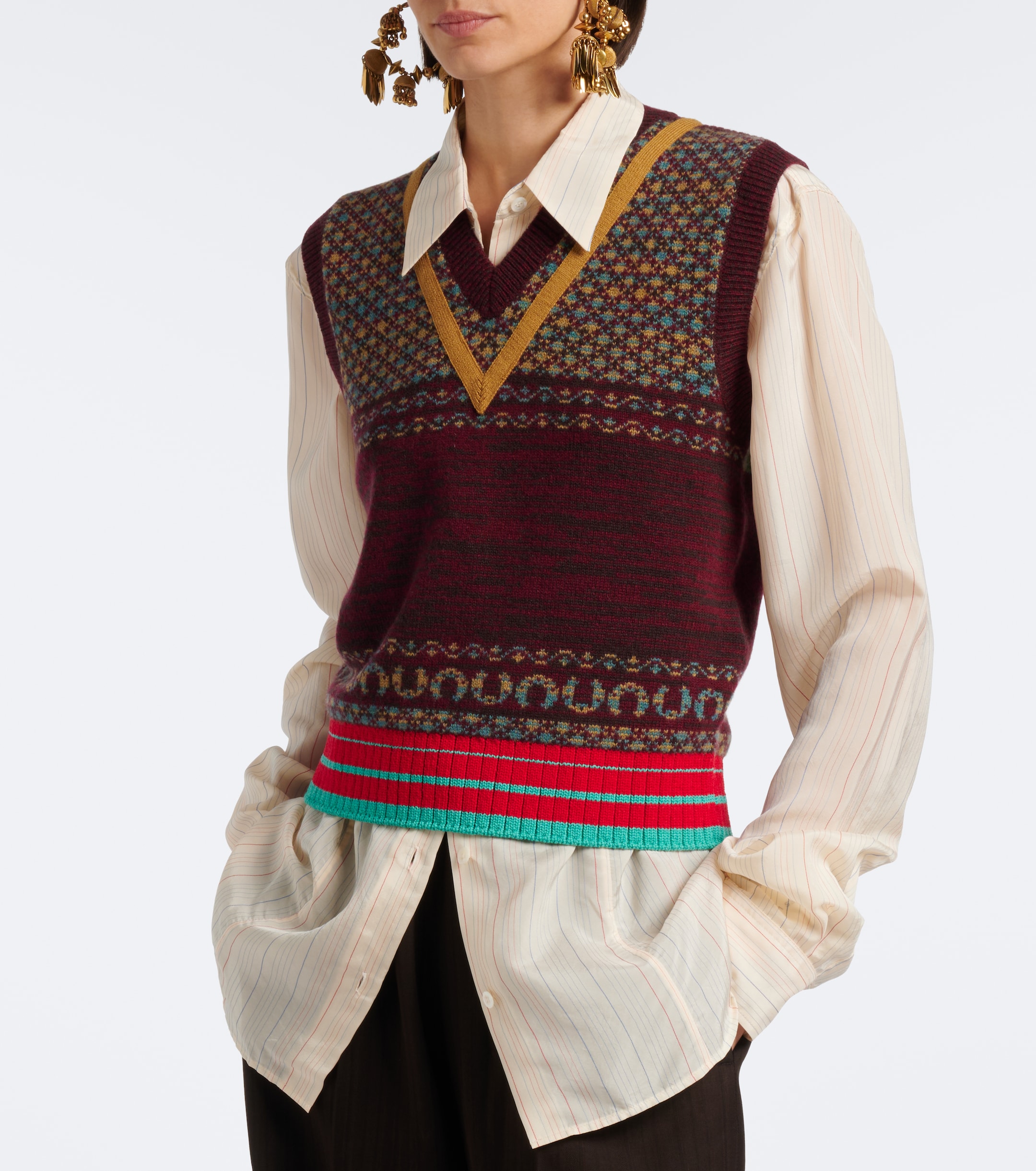 Dries Van Noten Dries Van Noten Jacquard cashmere and wool vest