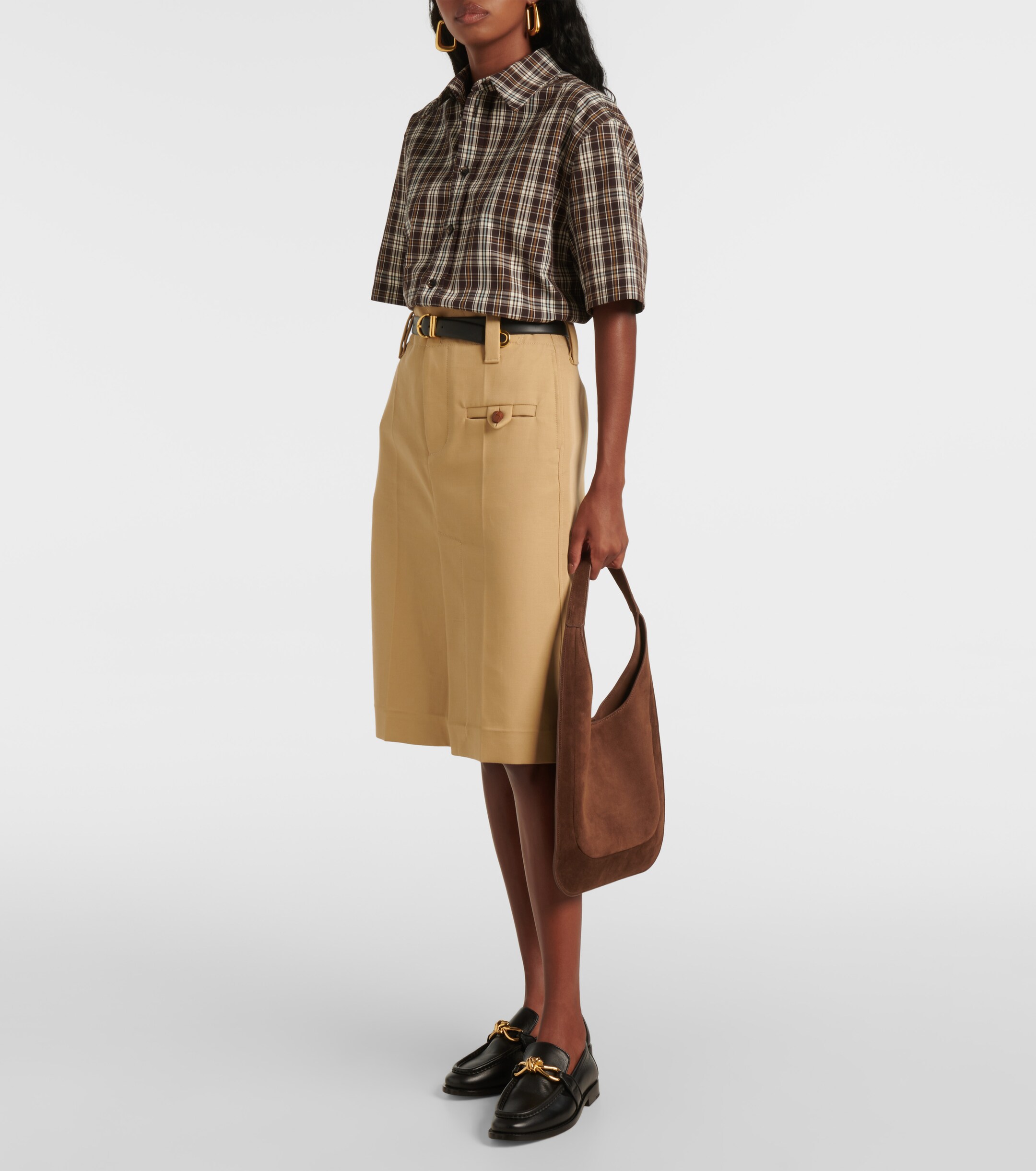 AESTHER EKME Midi suede shoulder bag thumbnail