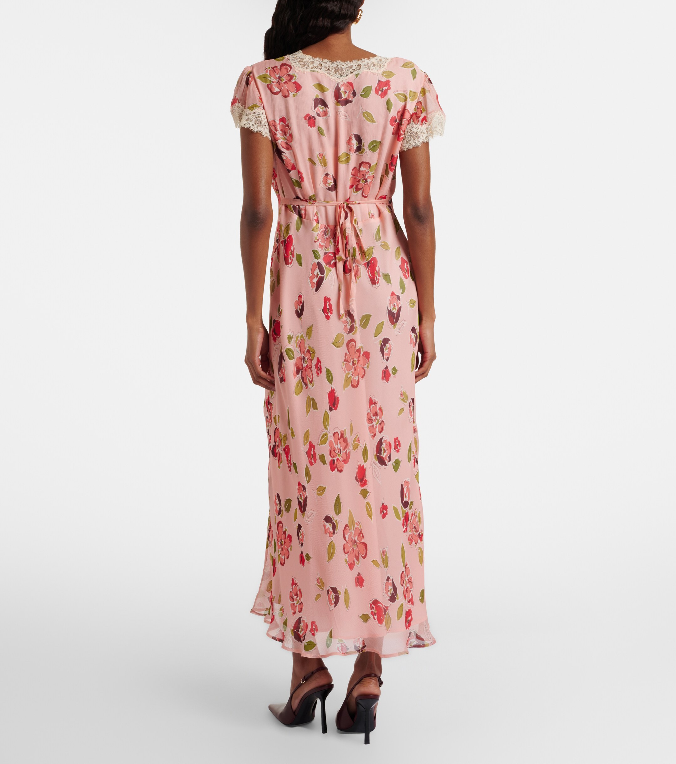 RIXO Clarice floral lace-trimmed midi dress