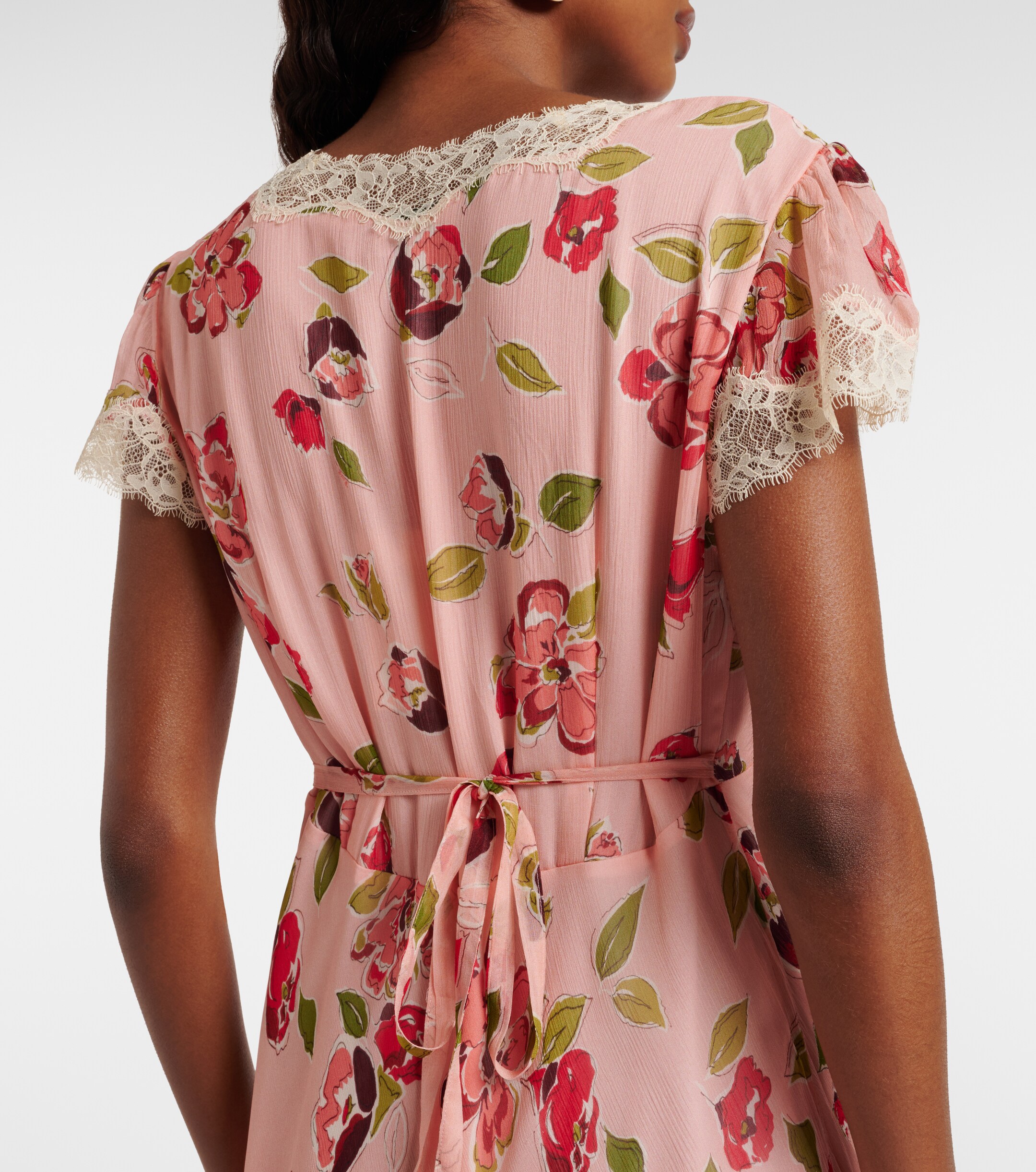 RIXO Clarice floral lace-trimmed midi dress