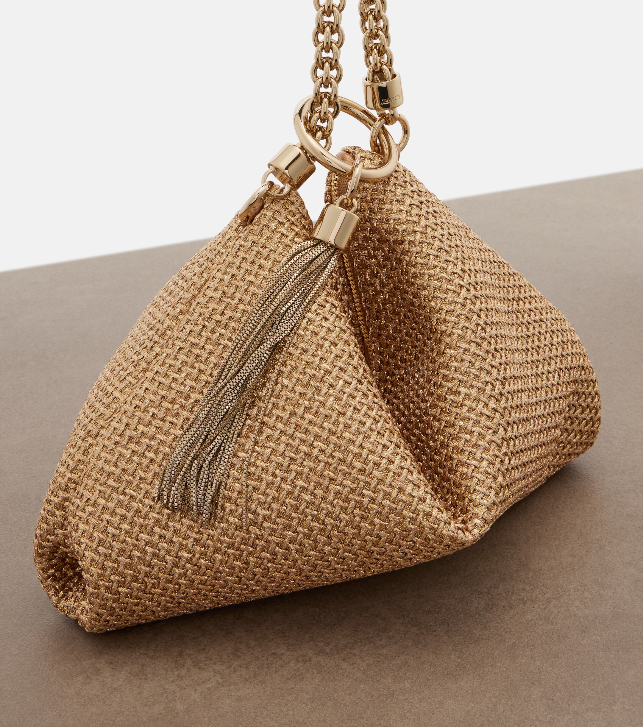 JIMMY CHOO Callie Medium raffia-effect shoulder bag