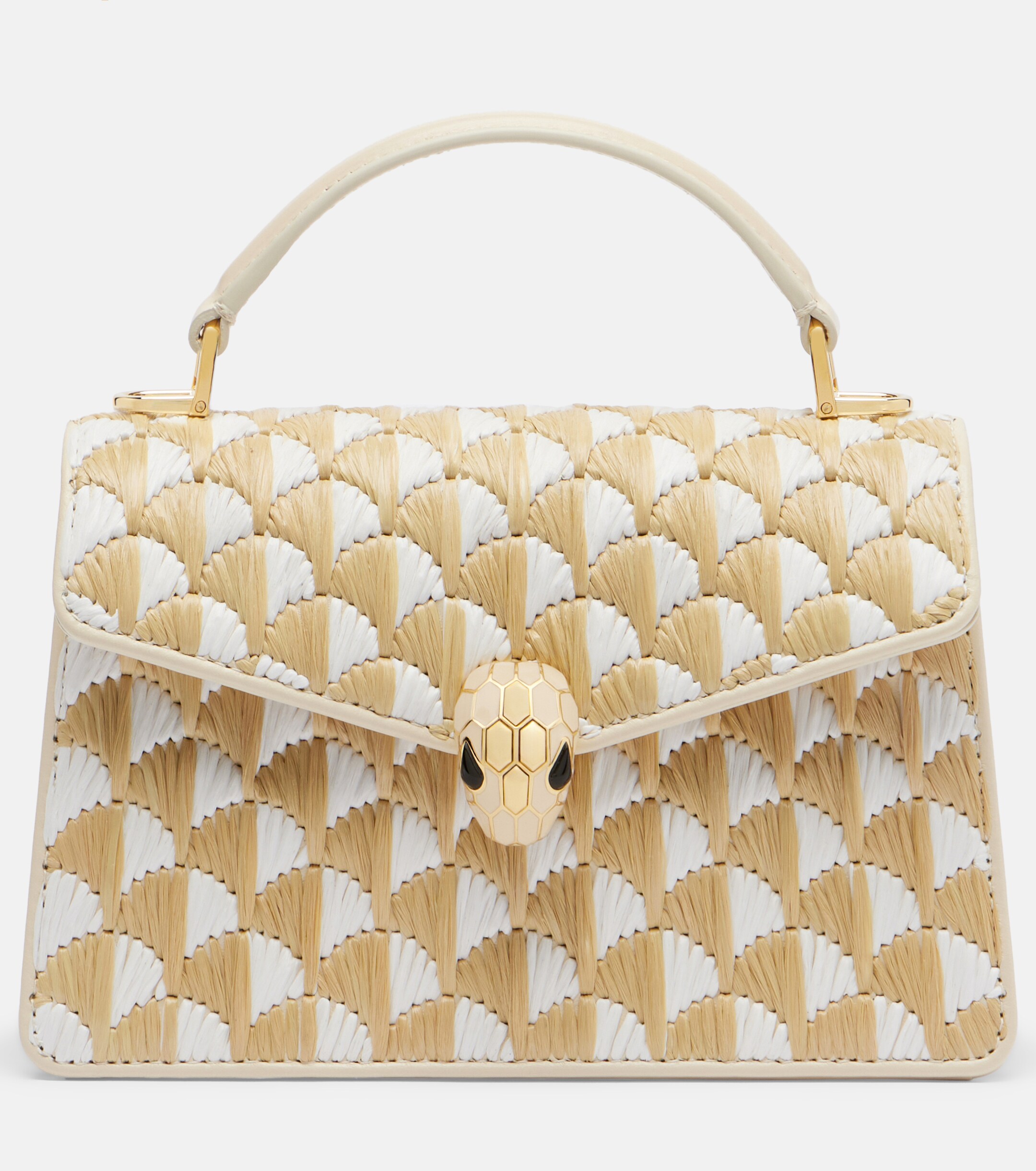 Bvlgari Serpenti Forever Mini raffia top-handle bag