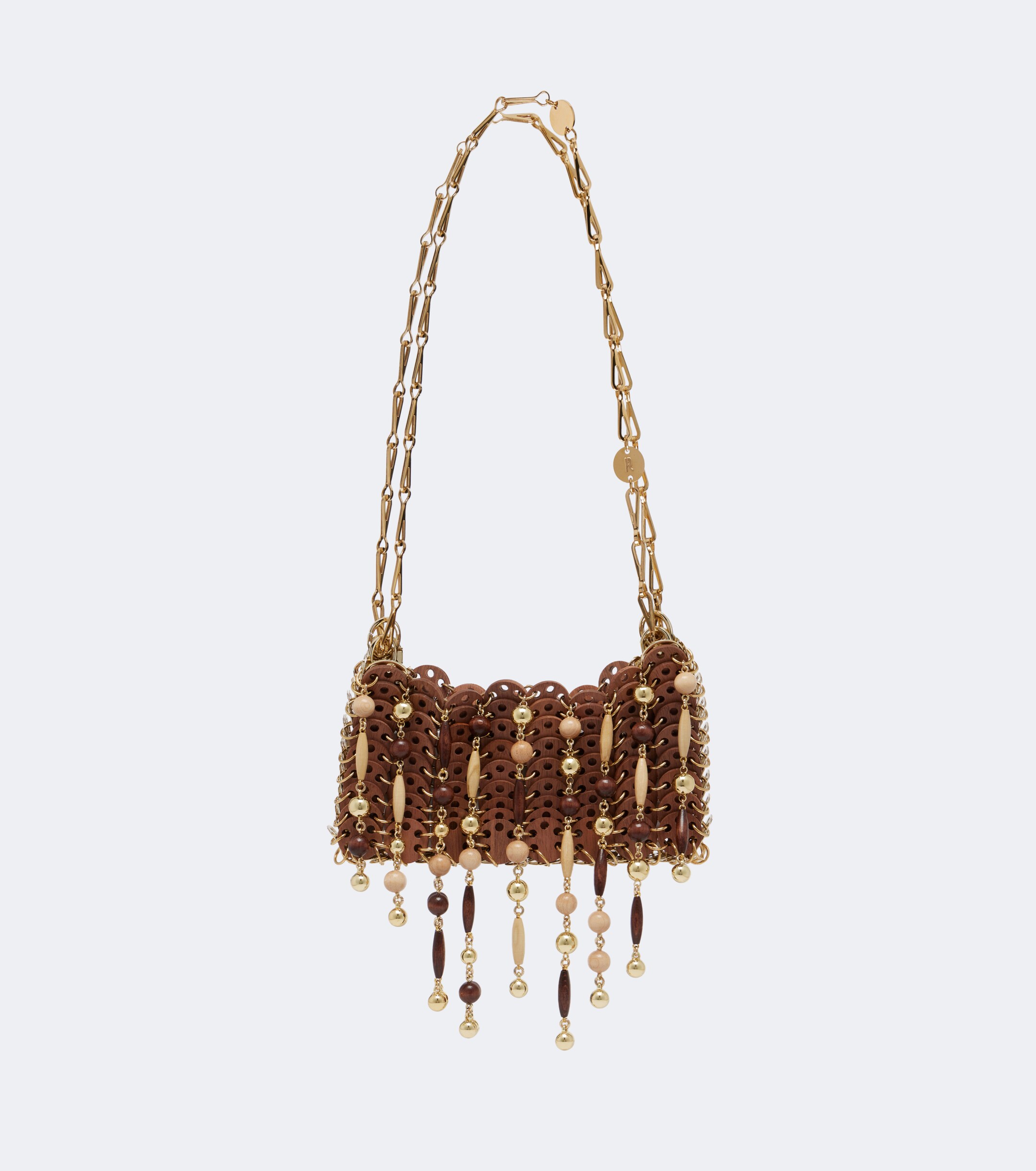 Rabanne 1969 Small wood embellished shoulder bag