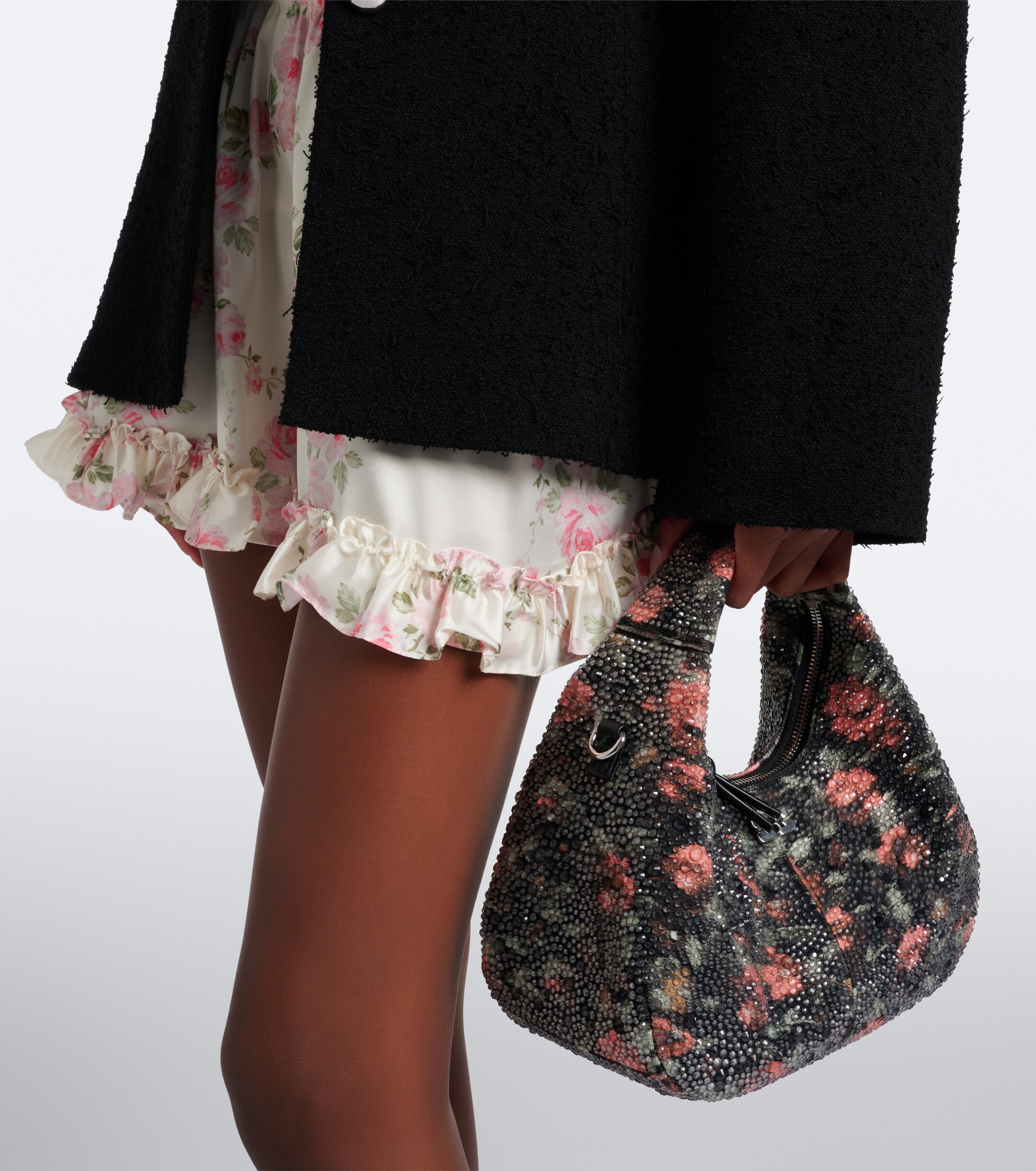 GANNI Mini embellished floral top-handle bag