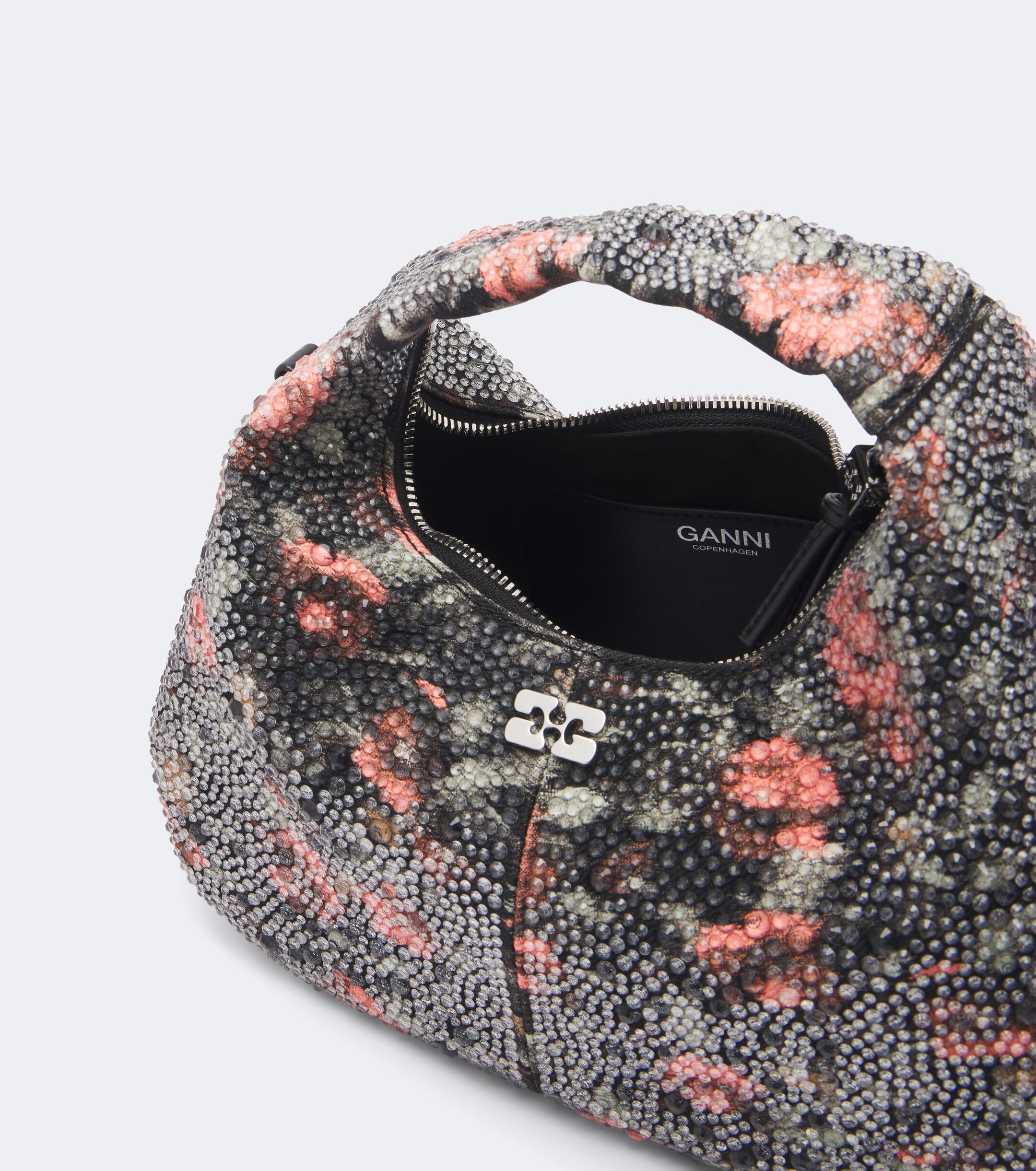 GANNI Mini embellished floral top-handle bag