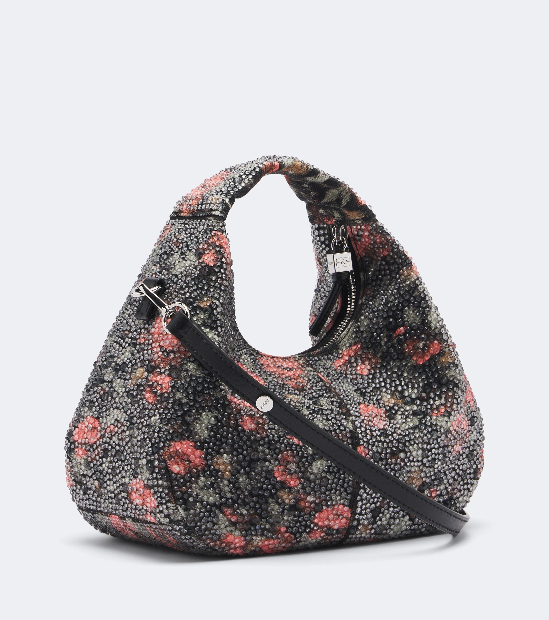 GANNI Mini embellished floral top-handle bag