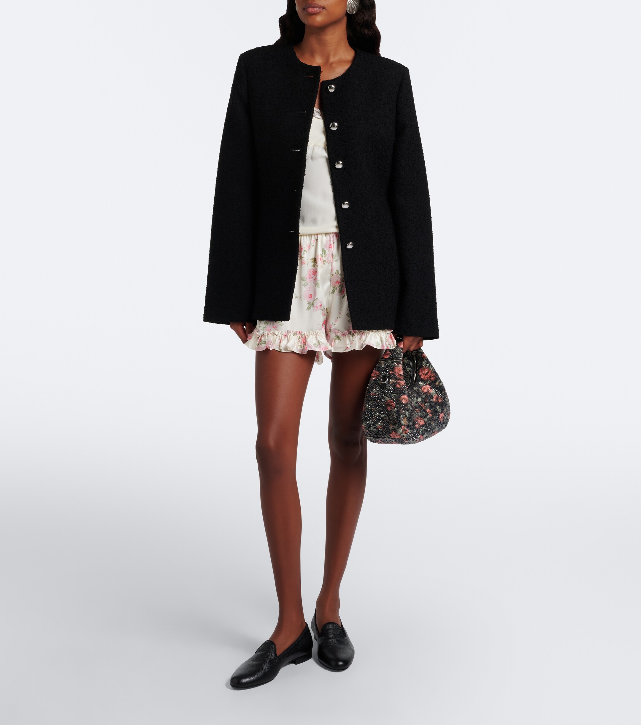GANNI Mini embellished floral top-handle bag