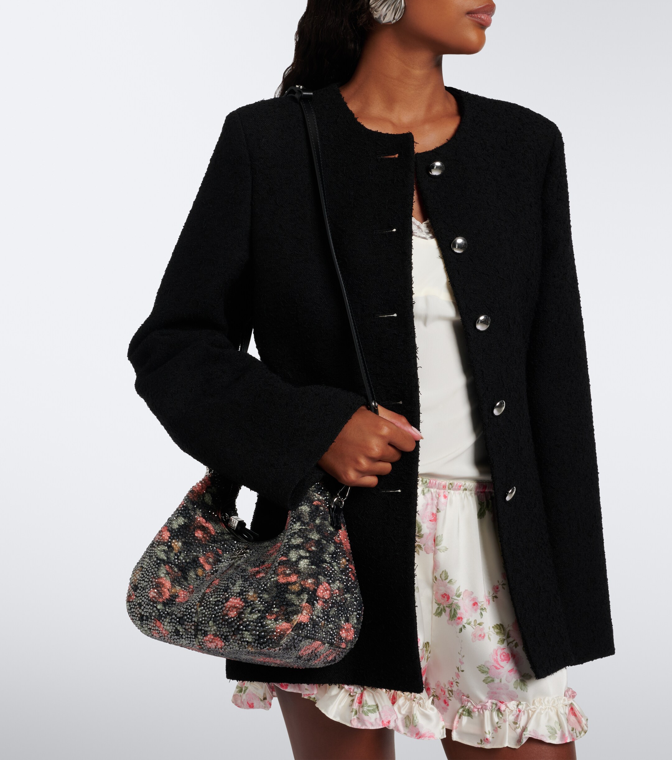 GANNI Mini embellished floral top-handle bag