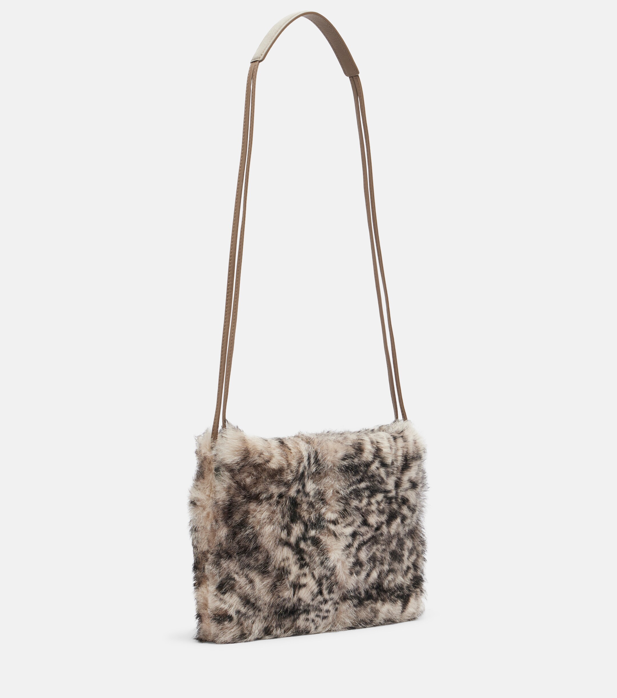 Brunello Cucinelli Mellow Small lynx-print shearling shoulder bag
