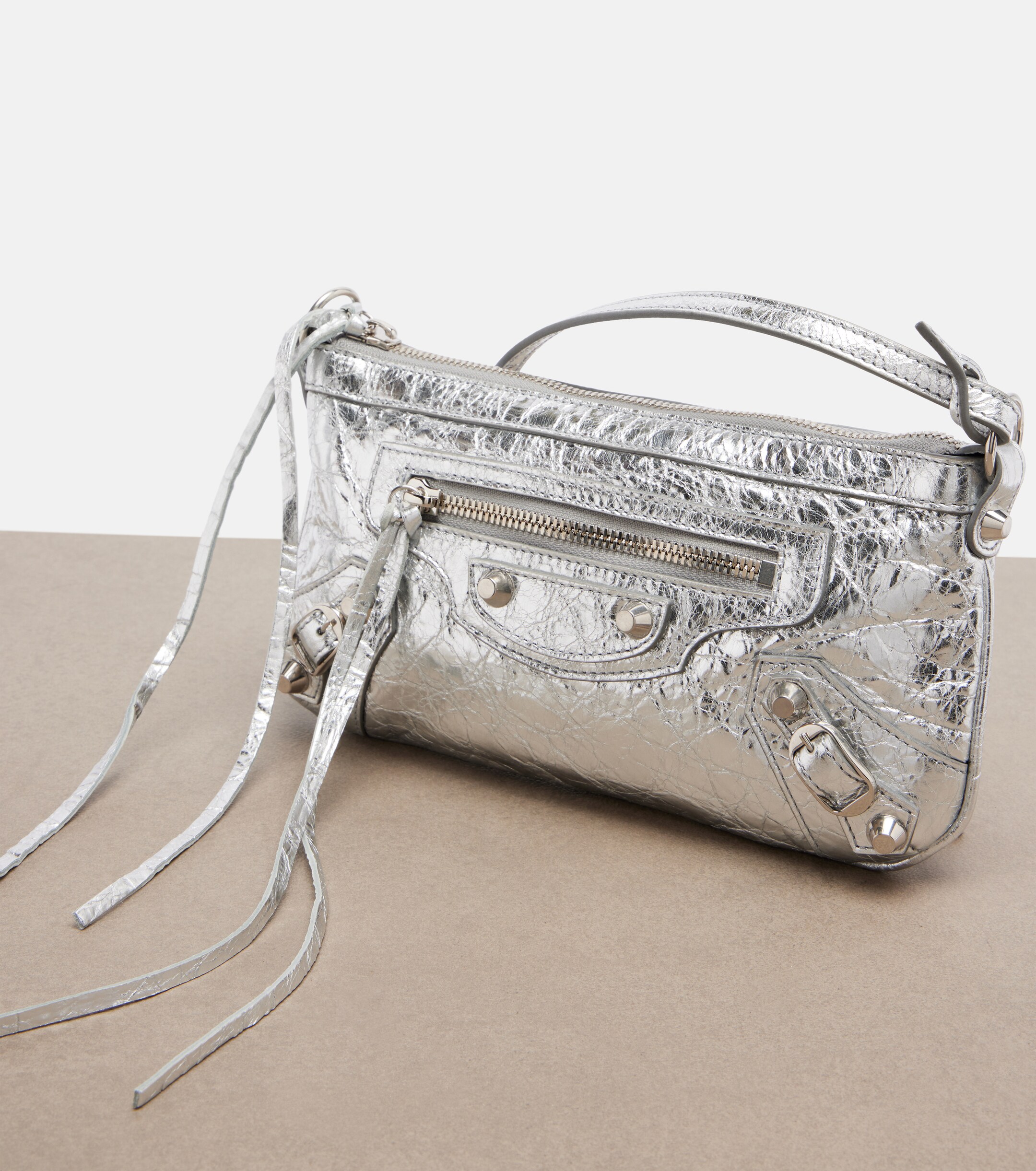 Balenciaga Le City metallic leather shoulder bag
