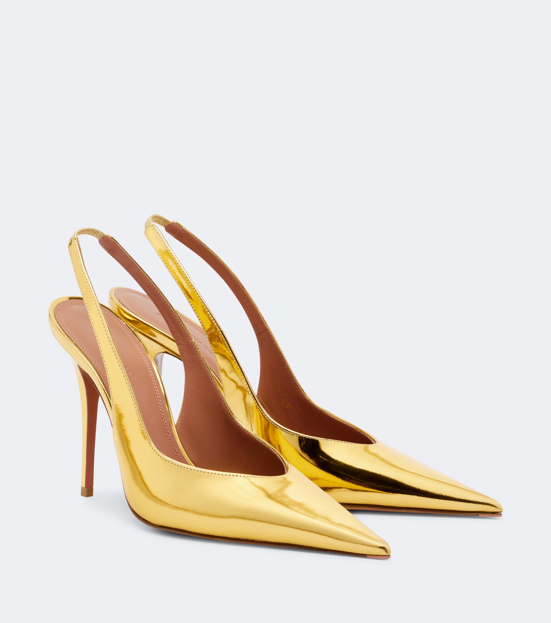 AMINA MUADDI Amina Muaddi Anok metallic leather slingback pumps