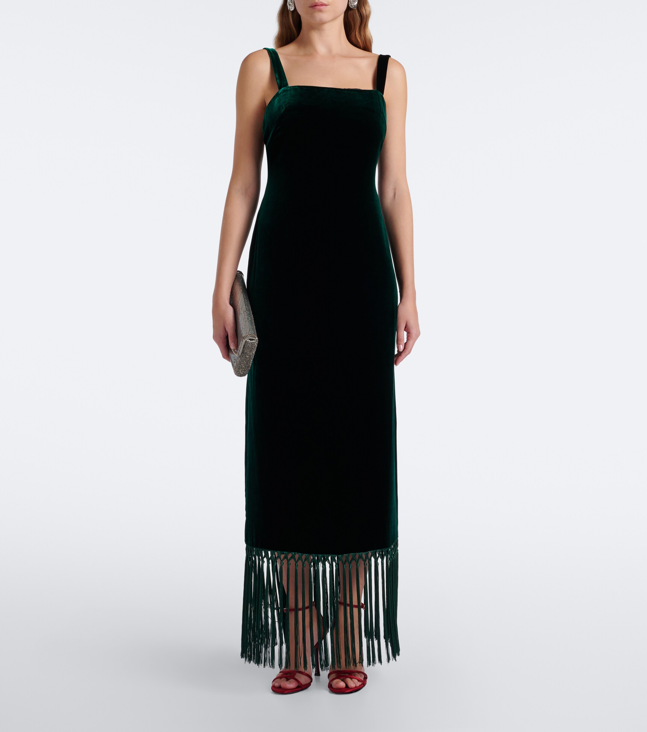 Taller Marmo Taller Marmo Palermo fringed velvet maxi dress