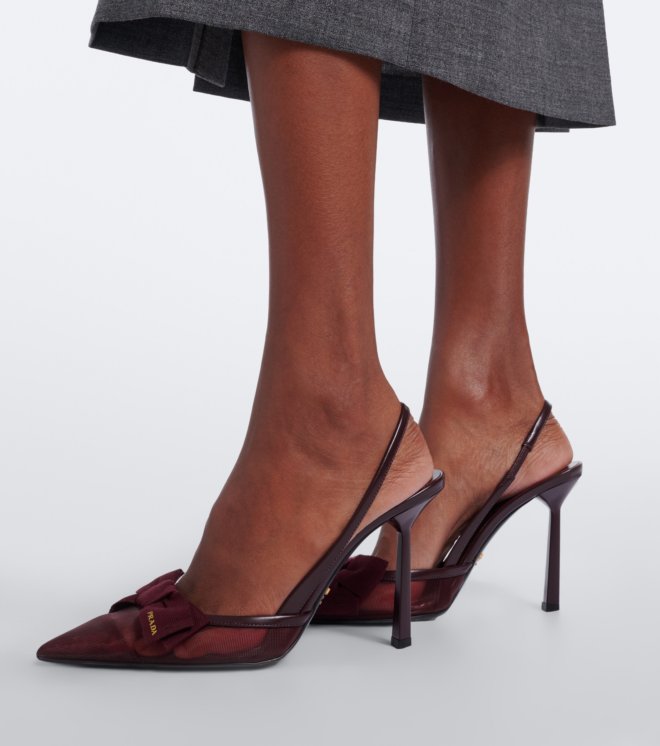 Prada Prada Bow-detail mesh slingback pumps