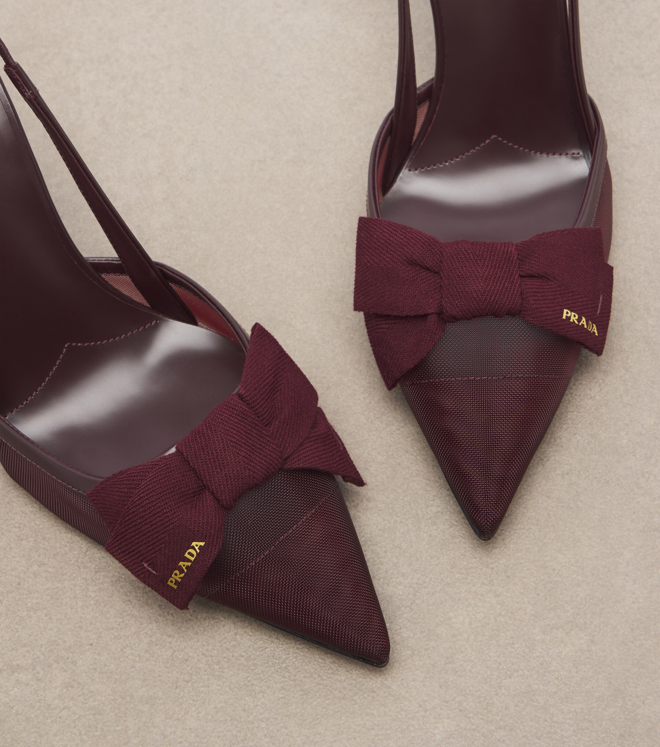 Prada Prada Bow-detail mesh slingback pumps