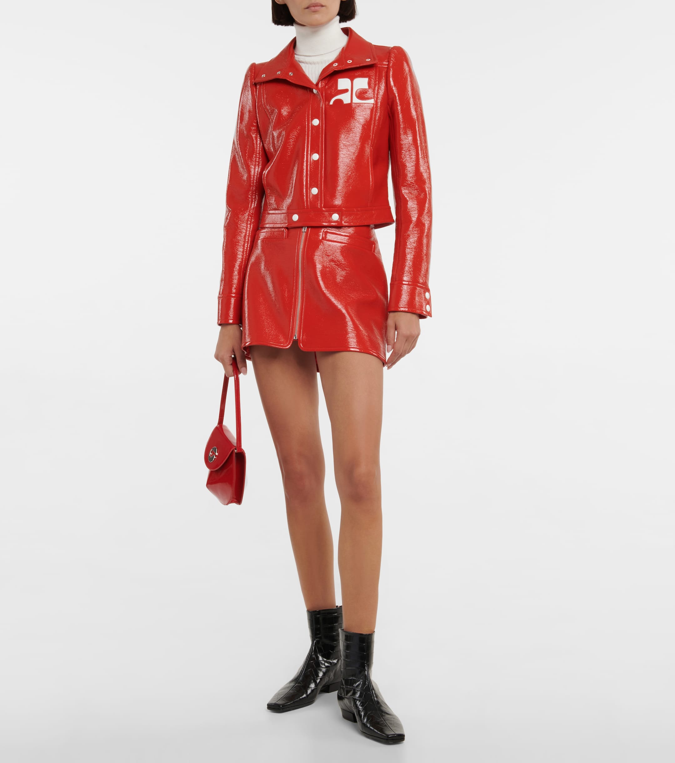 COURRÈGES FAUX LEATHER MINISKIRT