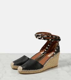 rockstud double grainy calfskin espadrille