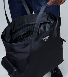 nylon tote with leather handles