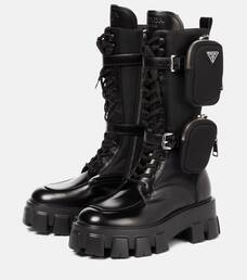Prada - Botas altas Monolith de piel | Mytheresa