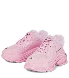 balenciaga triple s faux fur lined sneakers