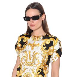 Black versace virtus rectangular sunglasses clearance