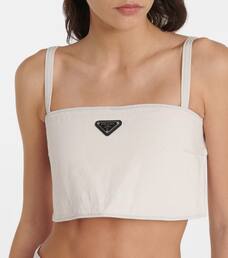 Prada - Logo denim crop top | Mytheresa