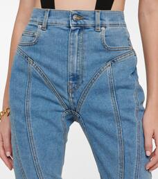 Seam-detail high-rise skinny jeans 