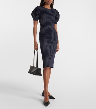 Tunica striped cotton-blend midi dress in blue - Max Mara | Mytheresa 