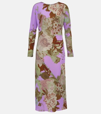 花卉绉纱中长连衣裙 | Dries Van Noten