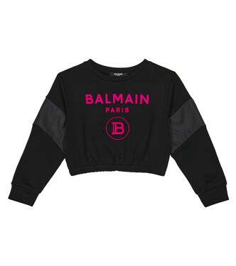 Logo棉质混纺短款运动衫 | Balmain Kids