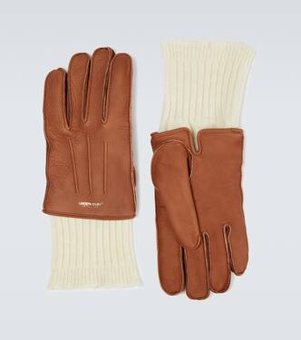 Wool-trimmed leather gloves | Undercover
