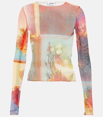 Scarf printed mesh top | Jean Paul Gaultier