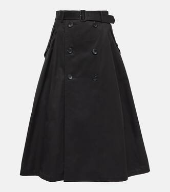 Belted pleated cotton midi skirt | Junya Watanabe