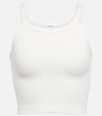 x Hailey Bieber HB cropped cotton-blend tank top | Wardrobe.NYC