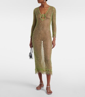 16621 Green Sequined Fishnet Dress