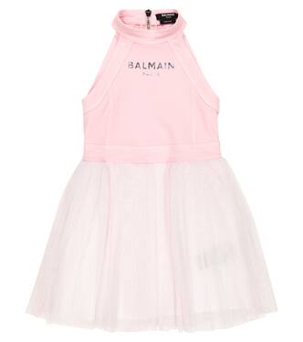Vestido de tul con cuello halter | Balmain Kids