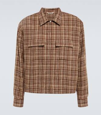 Checked linen and silk blouson jacket | Auralee