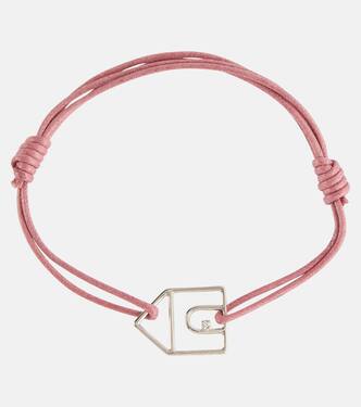 Casita Brilliante 9kt white gold charm cord bracelet with white diamond | Aliita