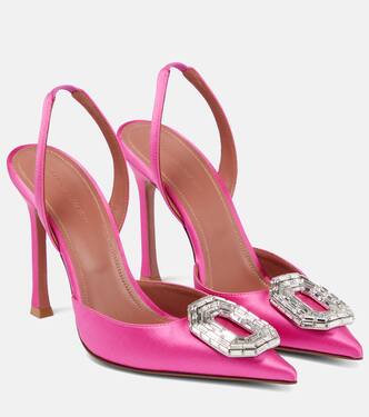 Slingback-Pumps Camelia aus Satin | Amina Muaddi