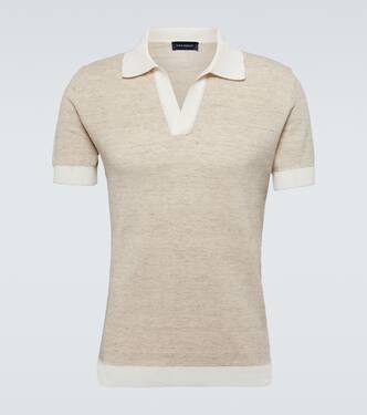 Knitted cotton and linen polo shirt | Thom Sweeney