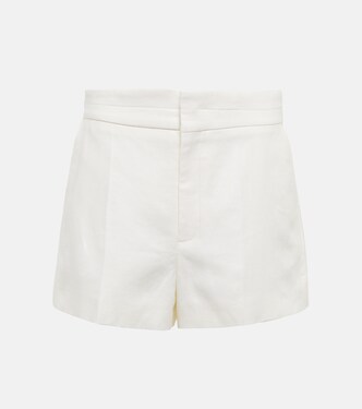 High Rise Linen Shorts in Neutrals - Chloe | Mytheresa