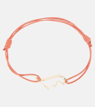 Dino 9kt gold charm cord bracelet with emerald | Aliita