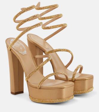 Embellished satin platform sandals | Rene Caovilla