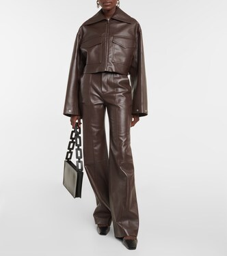 Sapir Cropped Faux Leather Jacket in Brown - Nanushka | Mytheresa