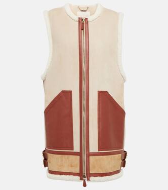 Weste aus Shearling mit Leder | Chloé